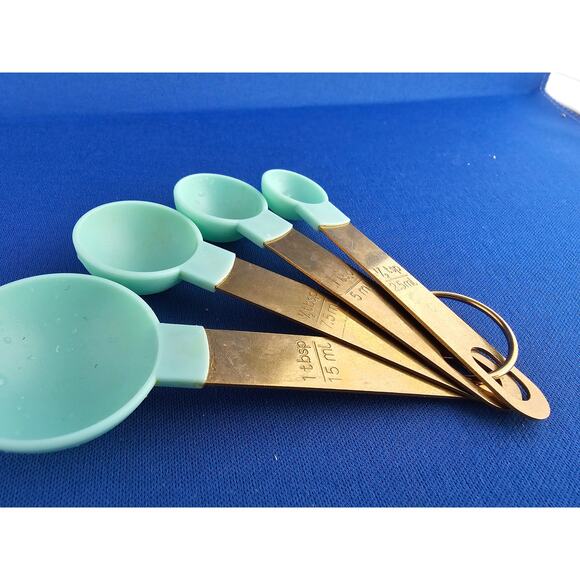 Set Of 4 Gold/Turquois Measuring Spoons - Picture 3 of 4